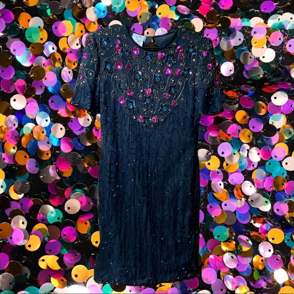 Vintage JMC Beaded & Sequined Dress Size Medium